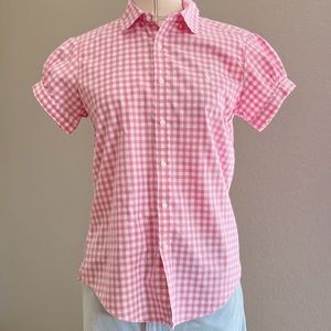 Vintage Women’s Ralph Lauren Pink & White Gingham Top Short Sleeve *Barbiecore*